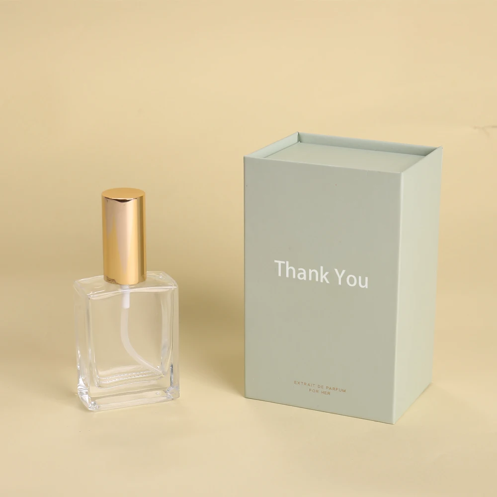 カスタムミニマリストグリーン磁気香水ボックス - 女性向けパーソナライズドフレグランス包装、高級パルファムギフトボックス