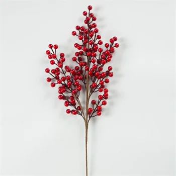 Artificial Plastic Red Berries Fruit Fakes Berries Stem Home Christmas ...