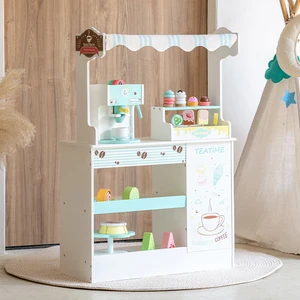CPC CE Certified High Quality Fun Kids Coffee Machine Set Pretend Play Kitchen Shop Toy With Ice Cream Made From Wood