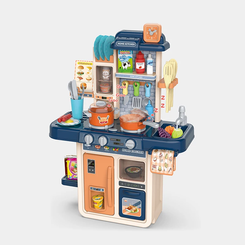 Simulation Educational Cooking Plastic Happy Kitchen Toys Cooking Kid Pretend Play Baby Kitchen Set Toy With Real Sound  Light
