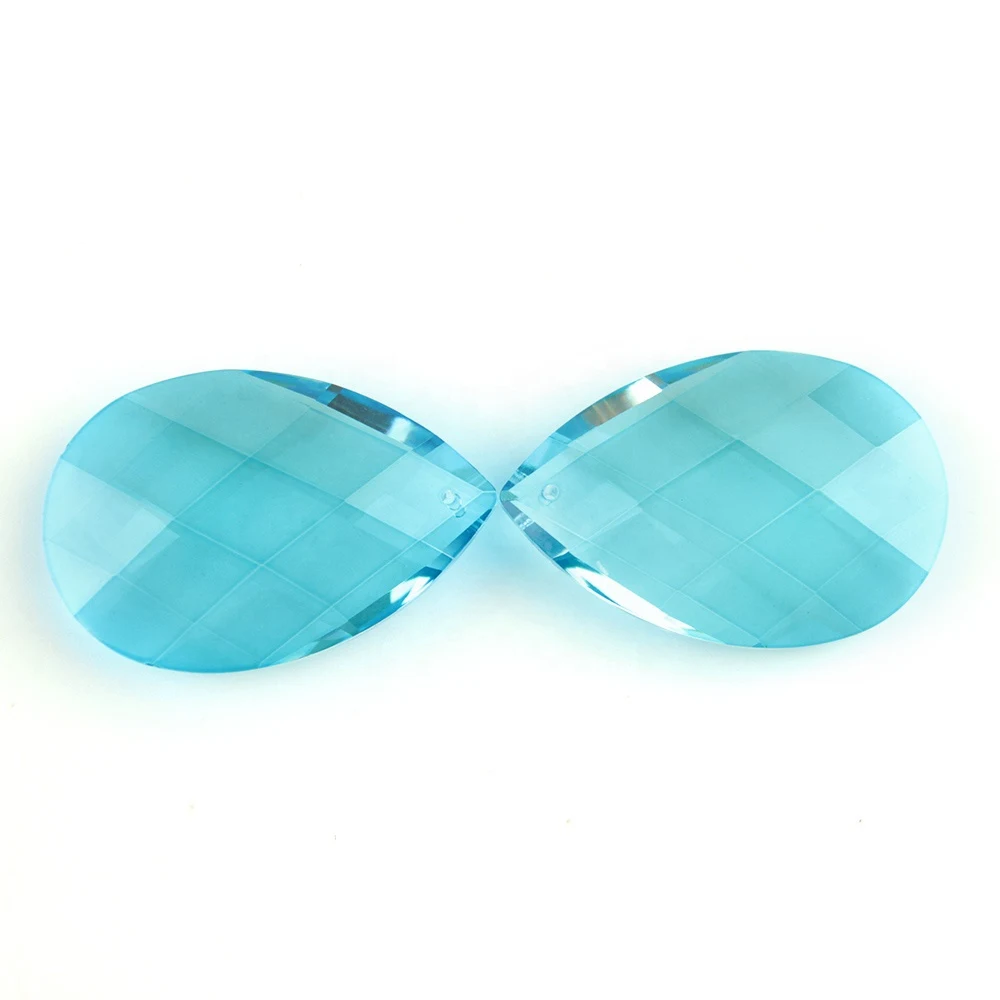 63 мм аквамариновая огранка в форме миндаля, хрустальные аксессуары для освещения, люстра, лампа, подвески-капли, бусины, украшение для люстры