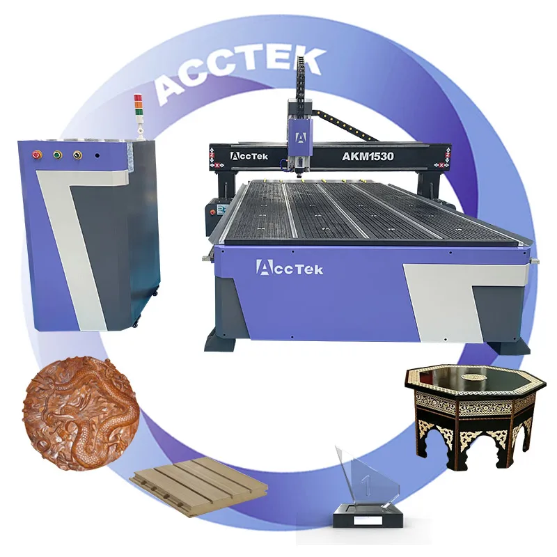 Cnc Router AKM1530 Wood Engraver Machine 5*10ft 3015 T Slot Vacuum Table 3.2KW 3.5KW Spindle Aluminium Wood Acrylic Pvc Plastic