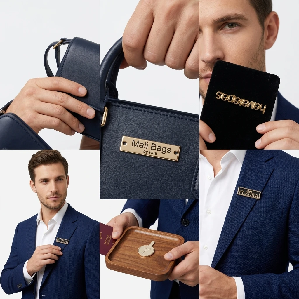 Customized Logo Metal Labels Zinc Alloy Garment Trademarks Tags Metal Accessories Tags for Clothing