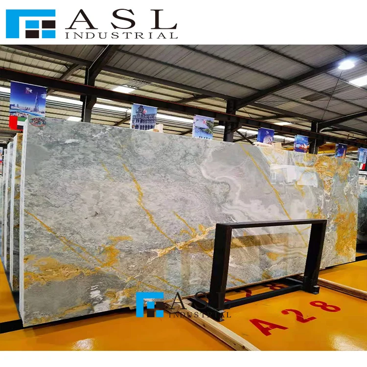 Highly polished blue onyx stone green tiles gold royal onyx panel onice marble kwartsiet floor blue ice onyx panel
