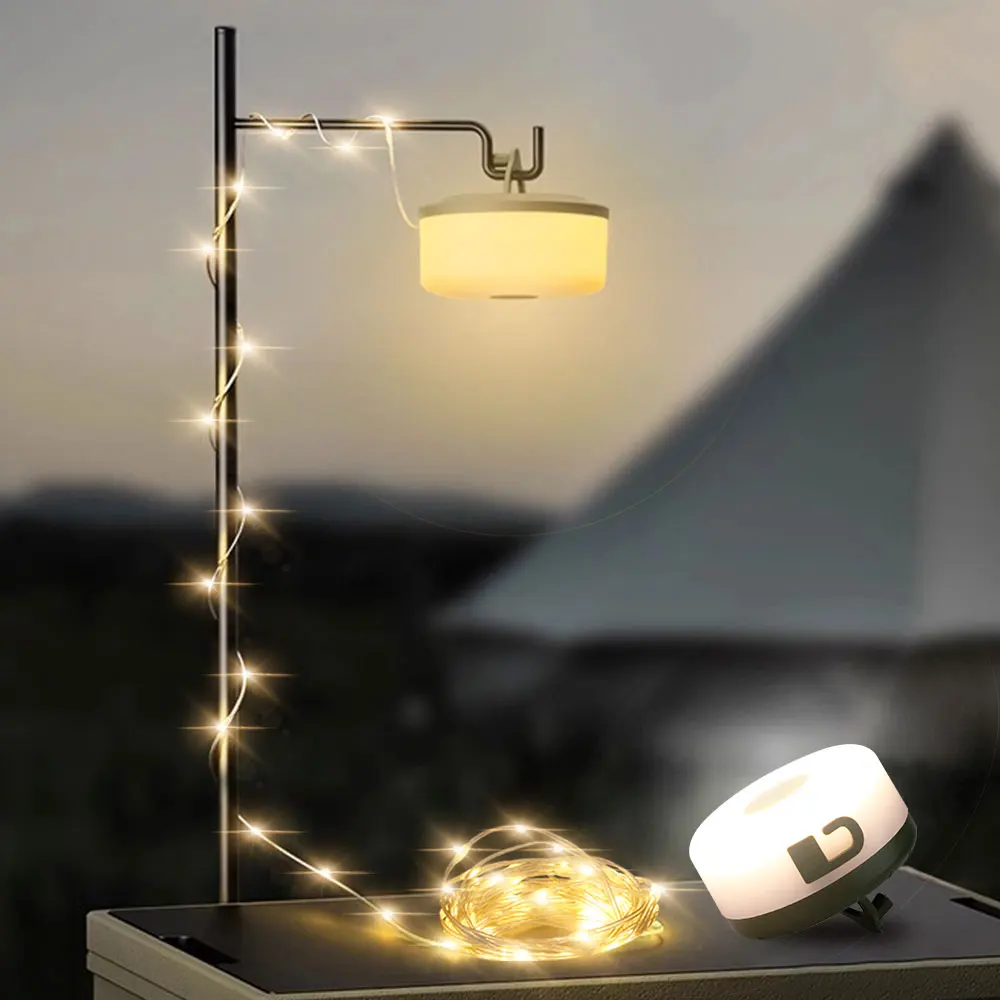 Wireless String Lights with USB Charging LED Camping Light Decoration Lights with Hook