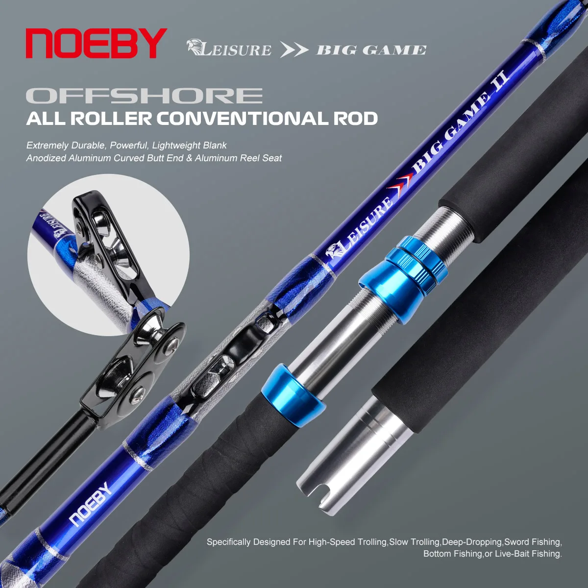 carbon fiber roller guilds fishing pole Wholesale Carbon Fiber Roller Guides Heavy Duty Deep Sea Tuna Fishing Pole  Lake Trolling Rod