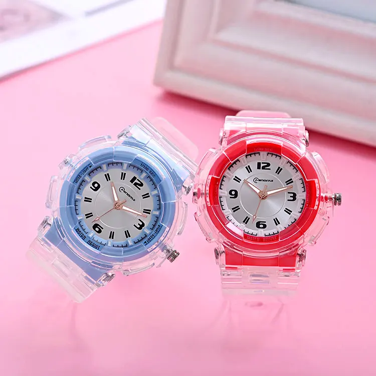High Quality Custom Support Sports Watch Transparent Waterproof Factory Price 43mm Dial Diameter Antique Buckle Pointer Japanese