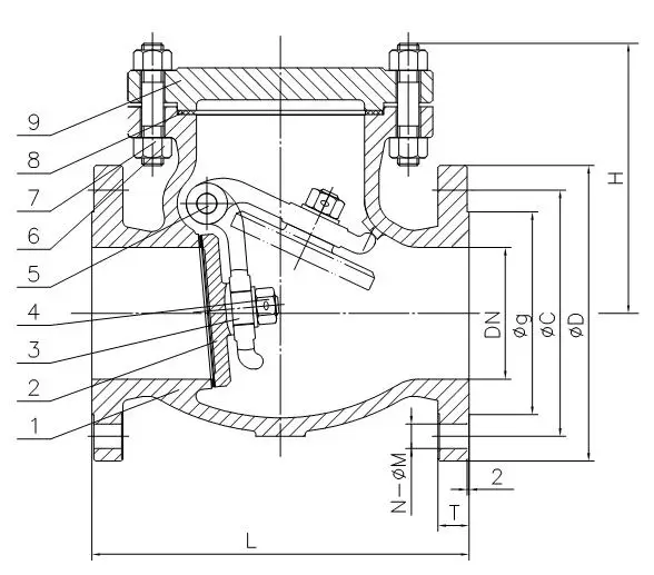 ASME B16.10 150LB WCB RF Cast Steel Swing Check Valve