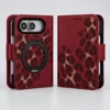 Wine Red Vintage Leopard Magnetic Kickstand