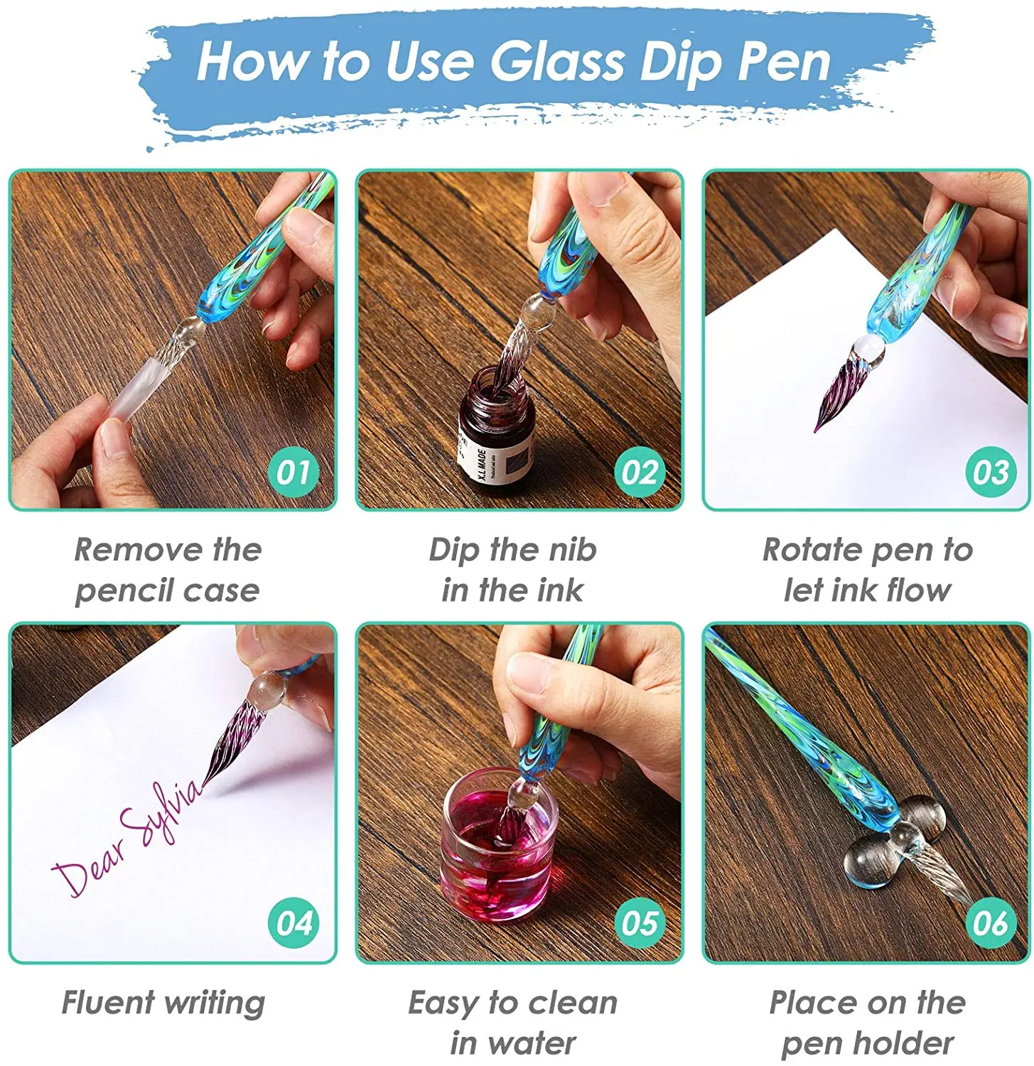 Nice Colorful Crystal Glass Dip Pen Glass Ink Pen Buy Glass Dip Pen