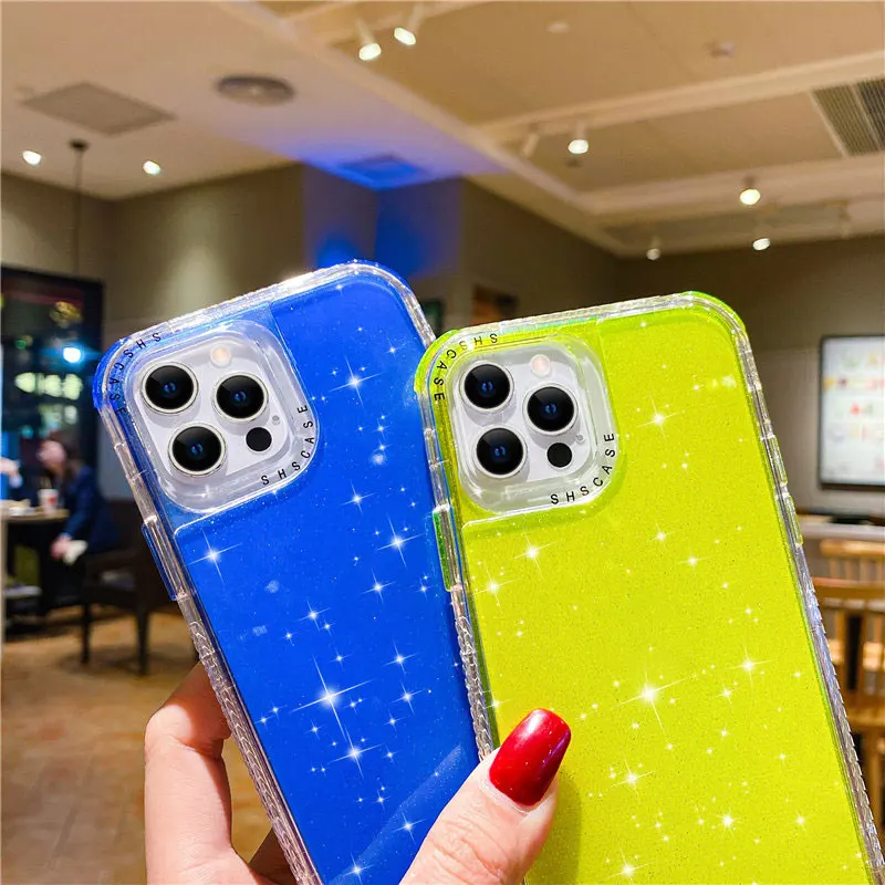 Shining Glitter Shockproof Bumper Phone Case For iPhone 14 Plus 13 Pro Max 12 Mini 11 Pro XS Max 7 8 Plus Transparent Soft Cover manufacture