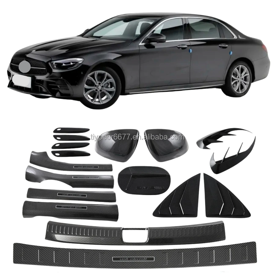 product exterior trims kit for mercedes benz e300l 2024 door cup protector handle front fog lamp rear mirror charging port cover-3