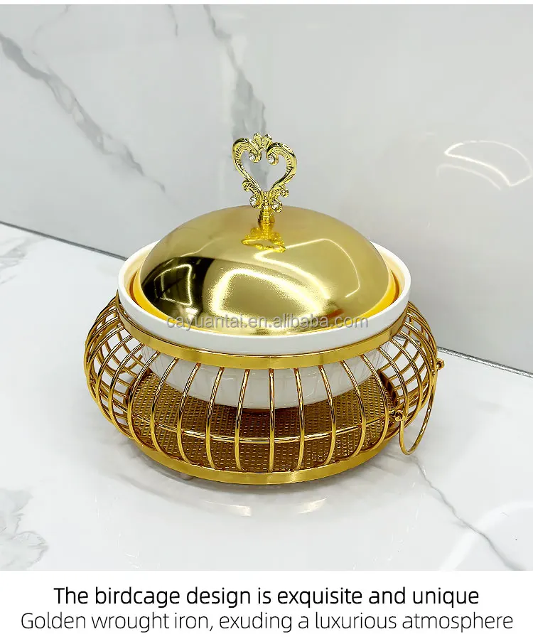 Luxury High Quality Golden Ceramic and Stainless Steel Egg Shape Gold Chafing Dish Buffet Dish 2Liter