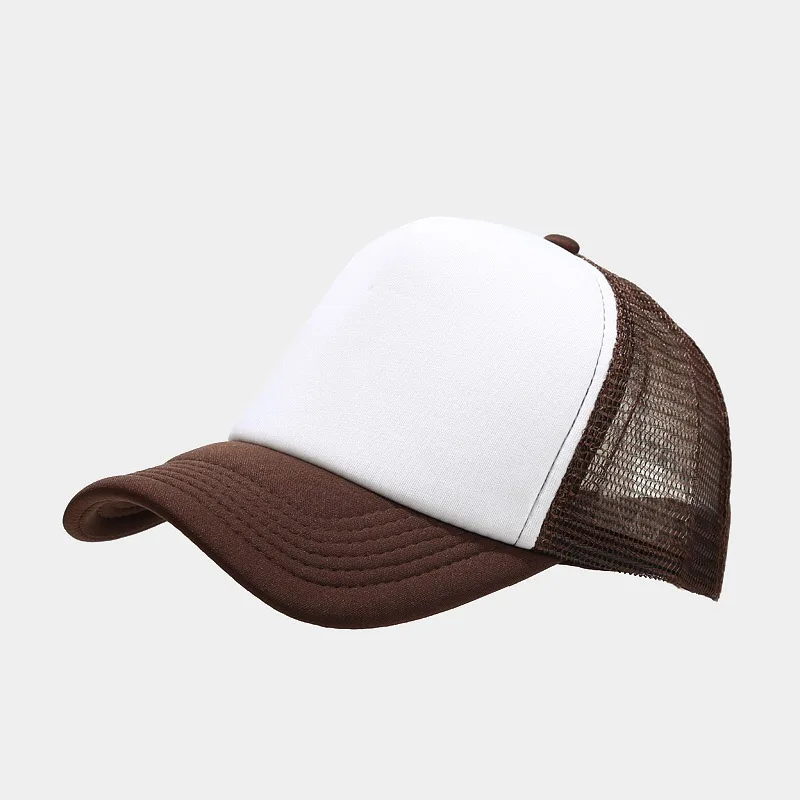 Custom Logo 2-Tone 5-Panel Trucker Hat Adjustable Athletic Fitted Baseball Cap Polyester Foam Front Mesh Back Casquette Blank