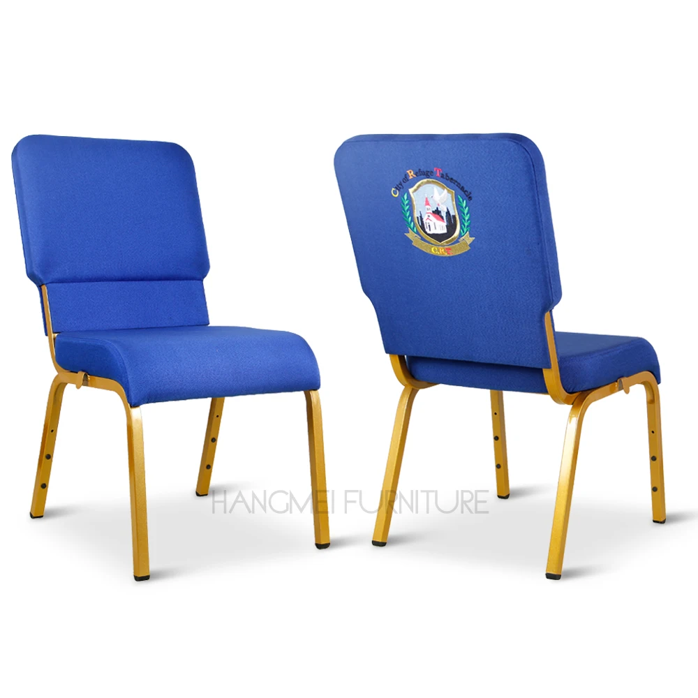 Popular Hotel Furniture for Conference Center Event Comfortable Church Pews Blue Church Chair