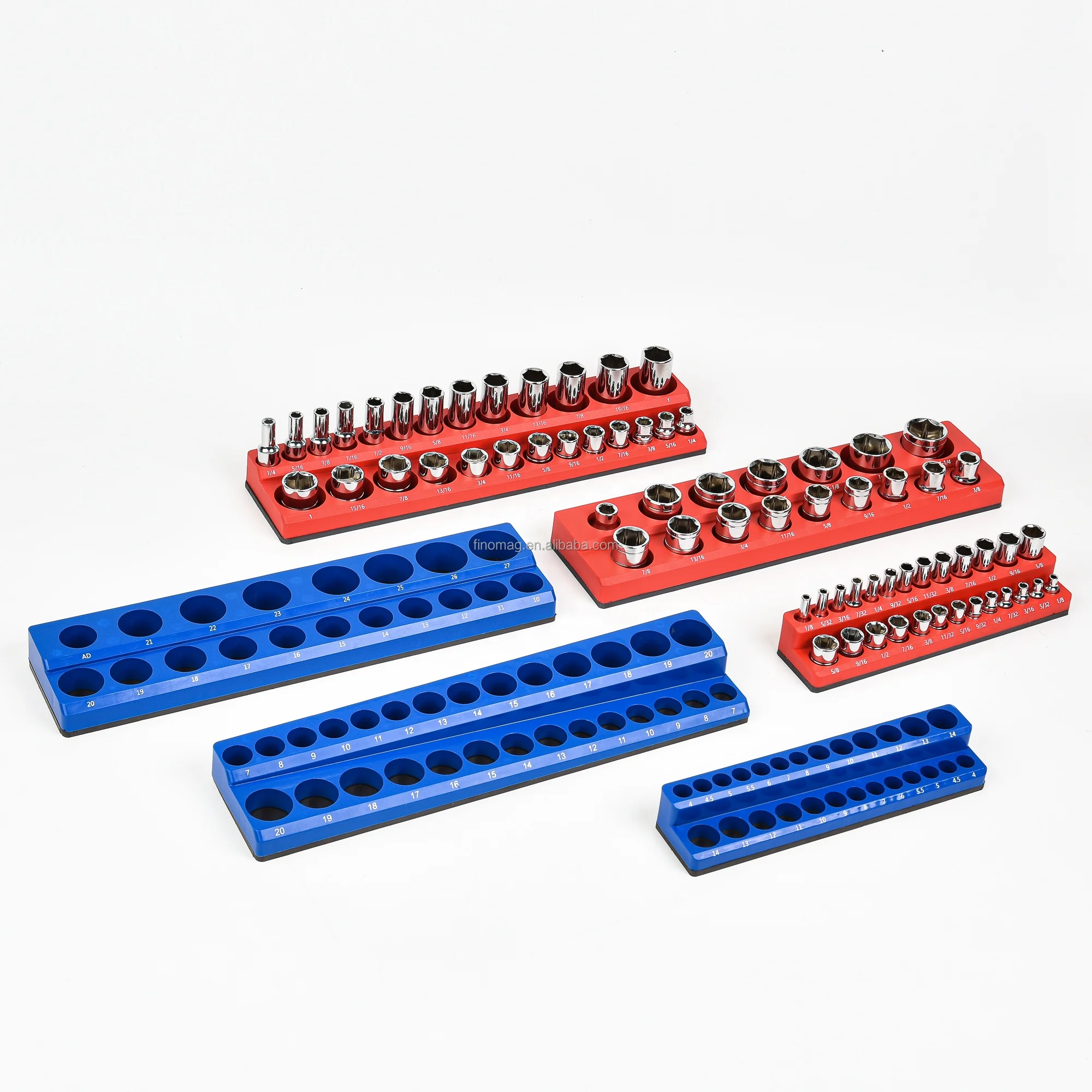 Large Capacity Magnetic Socket Organizer Set 6pc Socket Holder 1/4'' 3/ ...