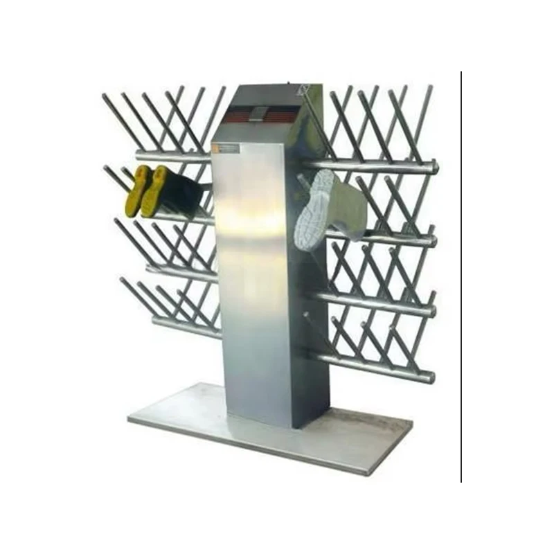 Space-saving stainless steel boot dryer and sterilizer for factories, slaughterhouses and home use
