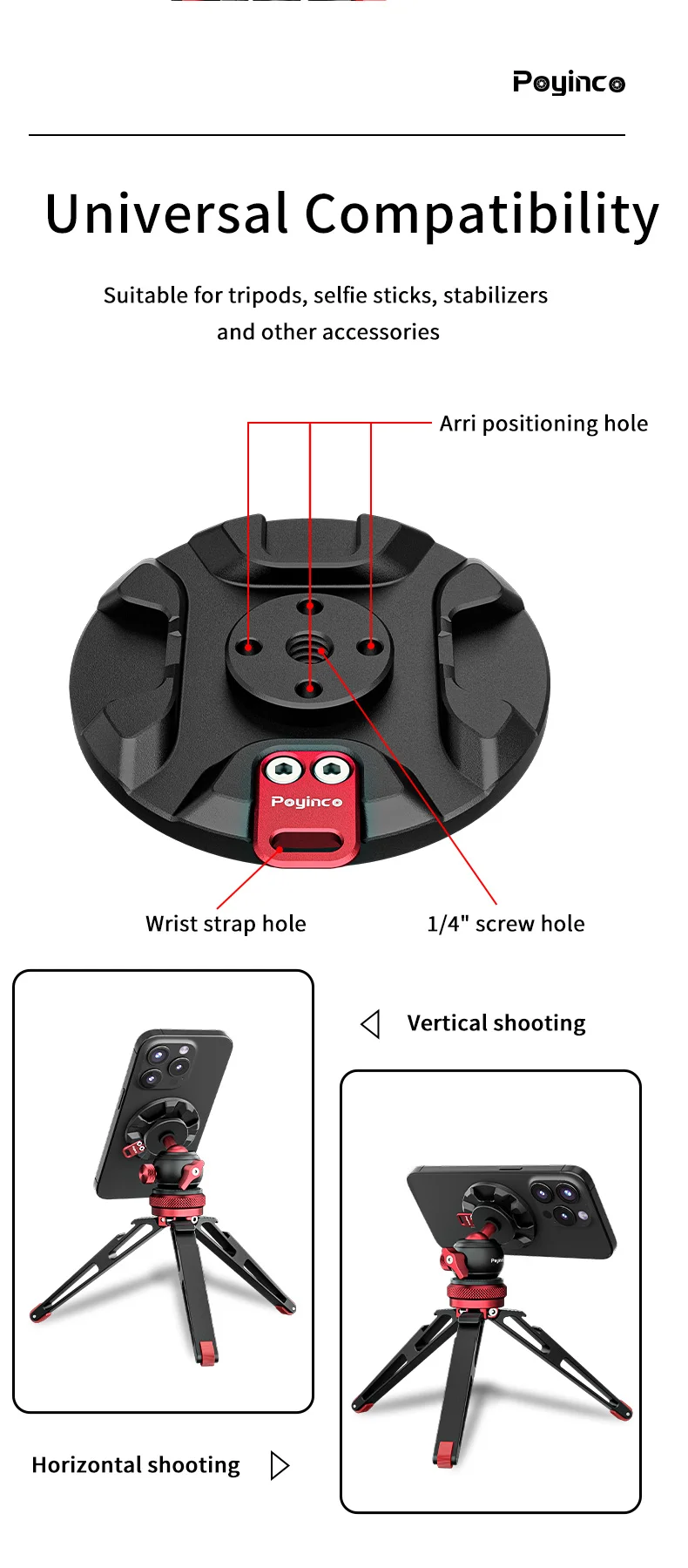 Magnetic Phone Tripod Mount Adapter with Magnetic Ring & 1/4" Screw Hole for Ball Head / Tripod / Microphone / Monopod manufacture