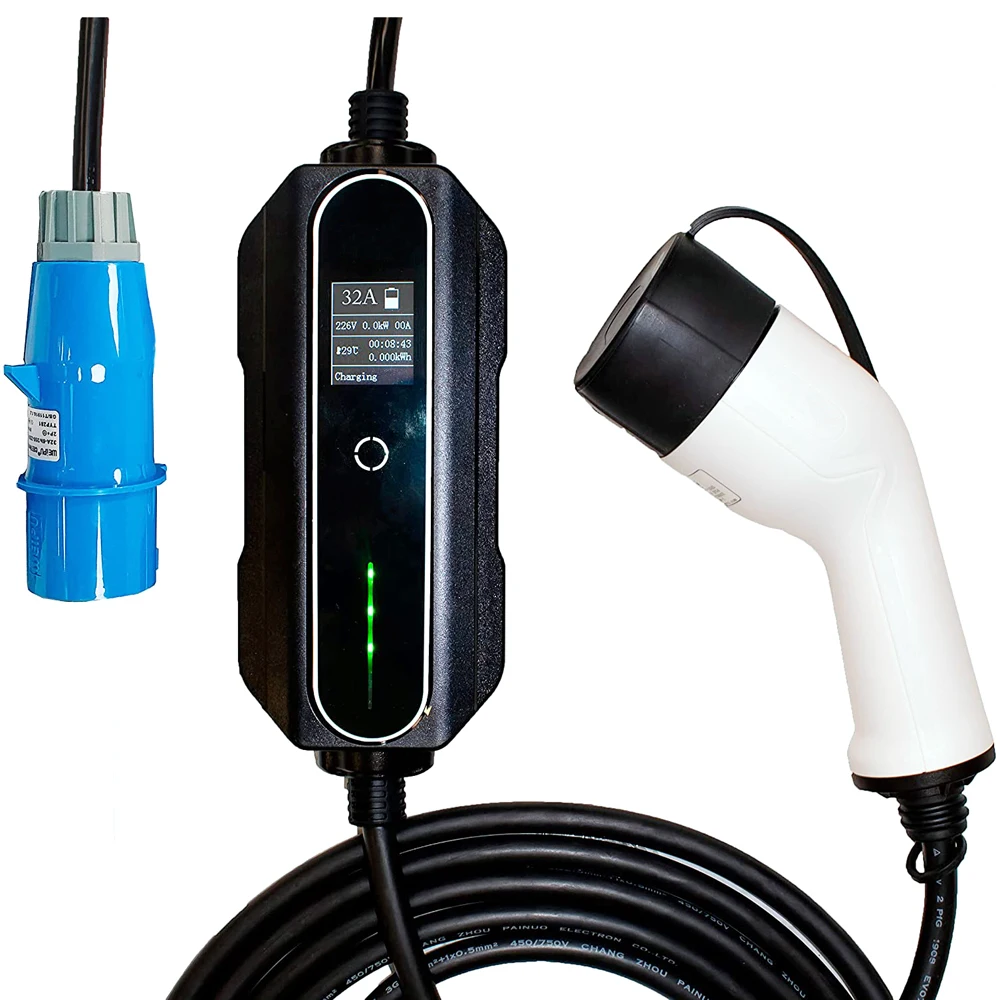 Portable Ev Car Charger Type 1 Level 2 32a 1 Phase 7.2kw Evse