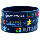 Autism Awareness Wristband Support Love ASD Aspergers Acceptance Silicone Band Bracelet Jewelry Navy Blue Gift UK