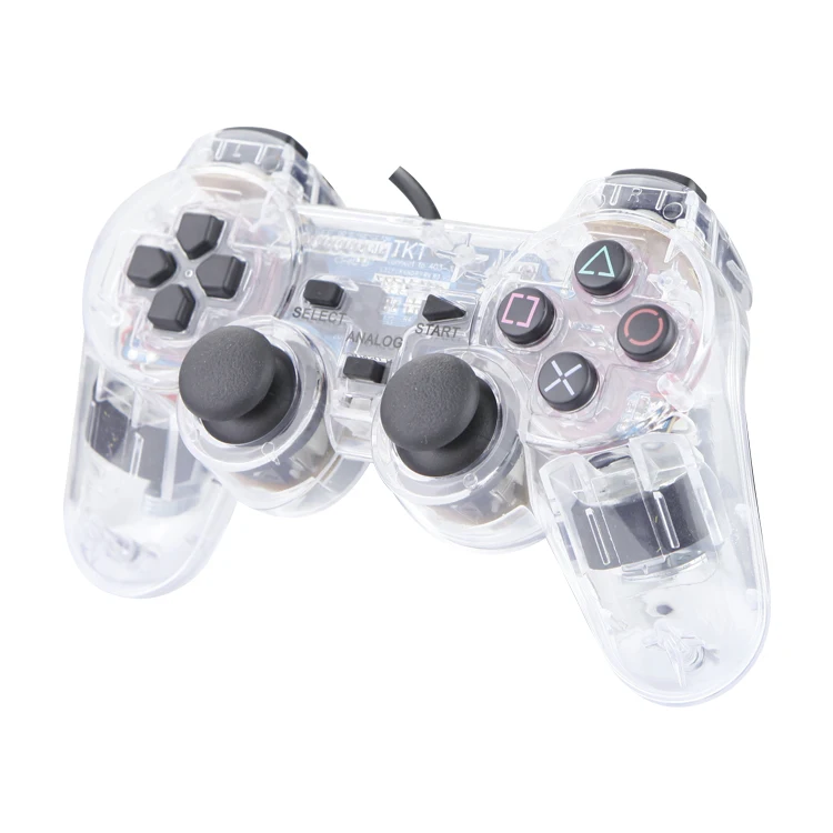 Manette de jeu filaire coloré sans fil bluetooth pour console Playstation  2, contrôleur, Joystick, double, Transparent, coloré