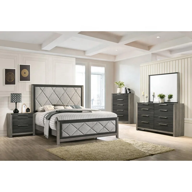 NOVA BBTABA Bed Set Collection Light Gray Color King Size Bed