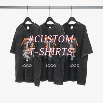 Manufacturer Wholesale Embroidery Logo Acid Washed Vintage T Shirt Heavyweight Blank Vintage T-Shirt
