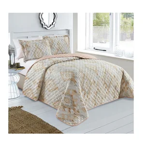 Hot Sale Custom king Size Bedspread Printed Design Ultrasonic Embossing Quilted Bedspread