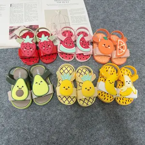 Cute Fruit Flat PVC Girls' Sandals Children's Fruit Sandals Soft Sole Summer Kids Fruit Designer Sandals