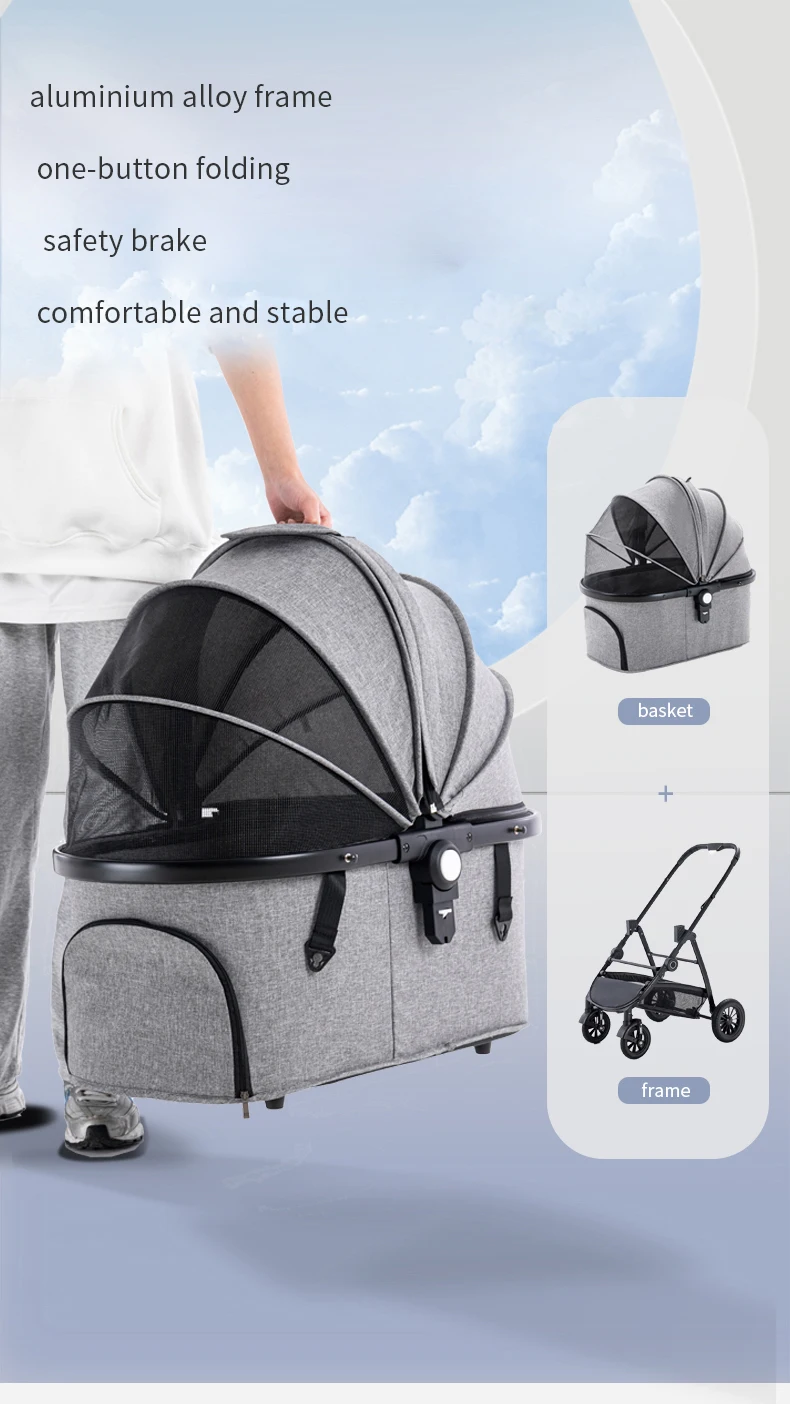 Luxury Pet Dog Cart Trolley Carrier Strollers Breathabletravel Outdoor  Pushchair Separation Four-wheeled Folding New