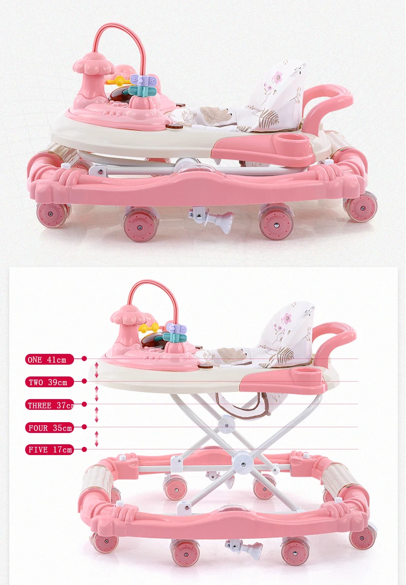 Multifunctional Push Walker for Kids Baby Roller with Wheels and Seat Learning Walk Toy