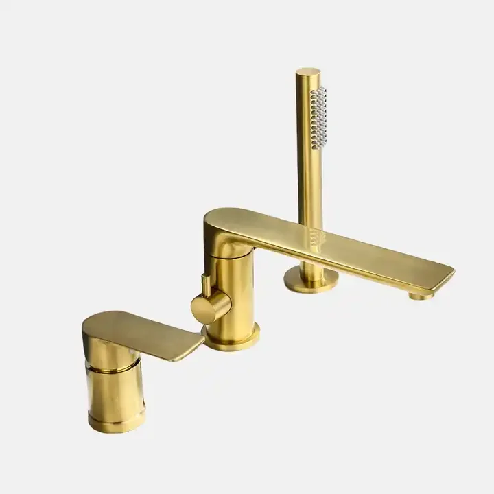Brush Golden Finished Economic Solid Brass Bathtub Mounted Hot and Cold Modern Water Faucets