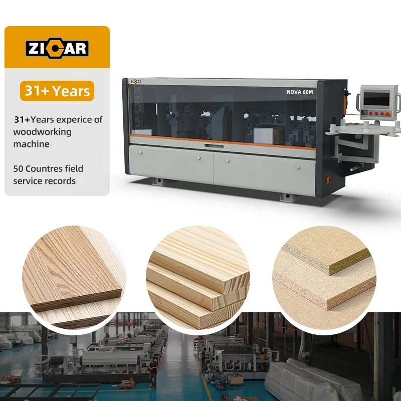 ZICAR Woodworking Automatic Edge Banding Machine NOVA60M for Furniture PVC Straight Pre Milling Cleaning Function Edge Bander
