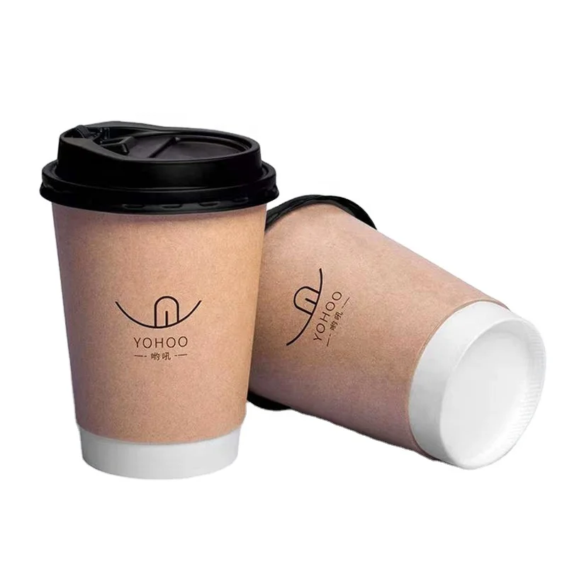 Custom Print LOGO 8 oz 10 oz 12 oz 16 oz Double Wall Paper Coffee Cups for  Hot Cold Iced Tea Drinks Colorful Paper Cup With Lid
