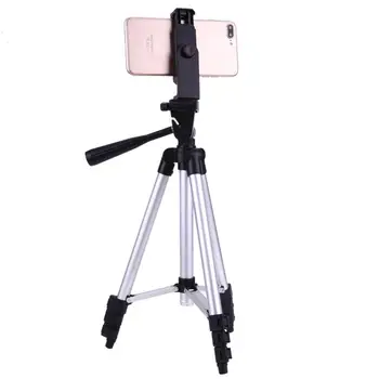 Foldable Camera Tripod Holder Stand 1/4" Screw 360 Degree Fluid Head Tripod Stabilizer Aluminum with Phone Holder detail image
