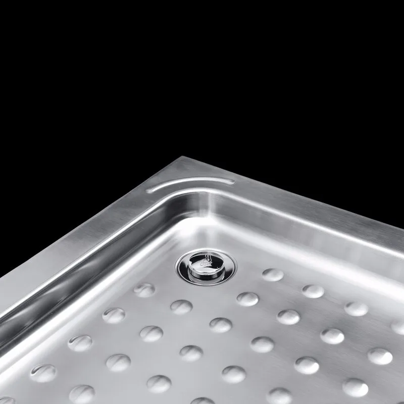 Kuge 700mm Small Camping Shower Tray Base Stainless Steel Antislip Rv