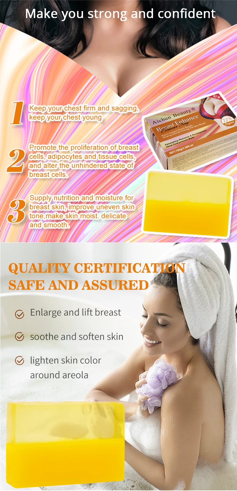 Private Label 100g Breast Enhance Essence Soap Natural Organic Increase Lift Tight Big Breast Enlargement Soap