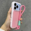 peach pink case+lanyard