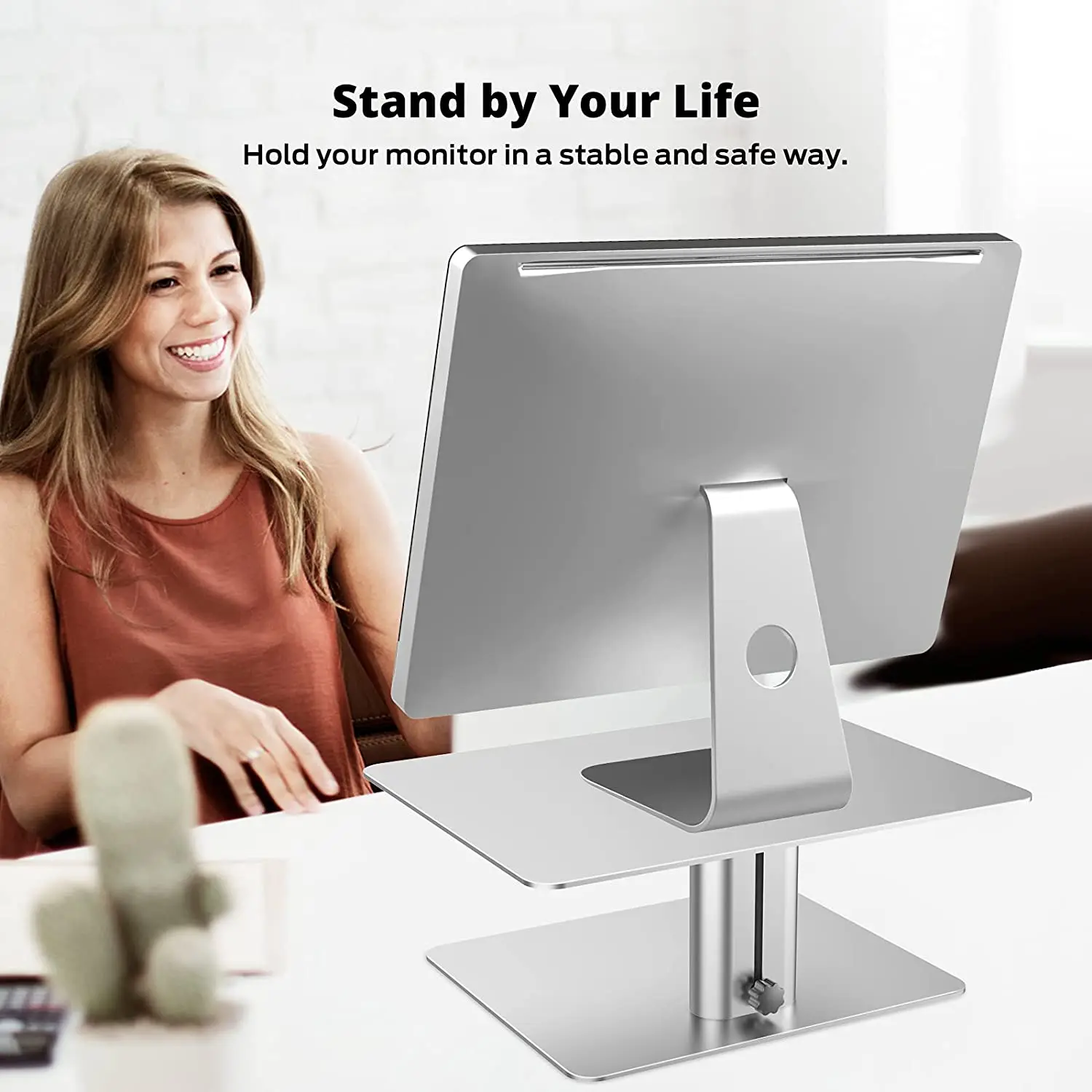 Adjustable Height Metal Desktop Stand - Efficient Storage