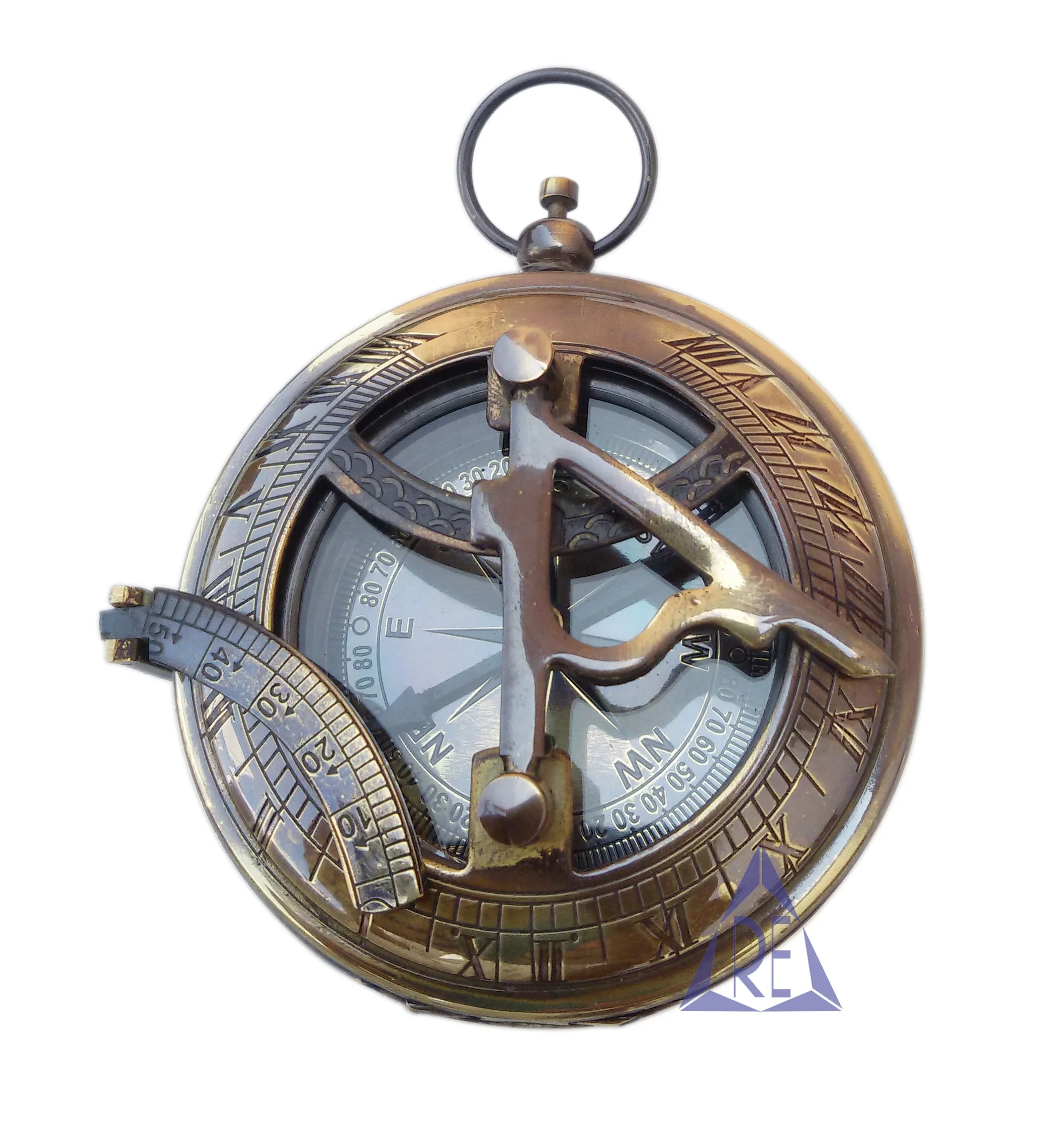 Details about   Brass Marine Nautical Pocket Sundial Push Button Compass New Year Gift 