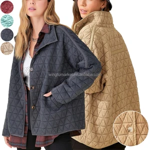 Wholesale Winter Padded Jackets Woman Soft Warm Pockets Ladies Coats Oversized Lightweight Diamond Quilted Jacket Women