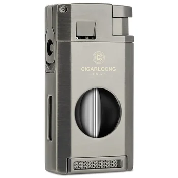CIGARLOONG Multifunctional Portable Cigar Cutter Lighter 2-in-1 Gift Set Cigar Smoking Accessories