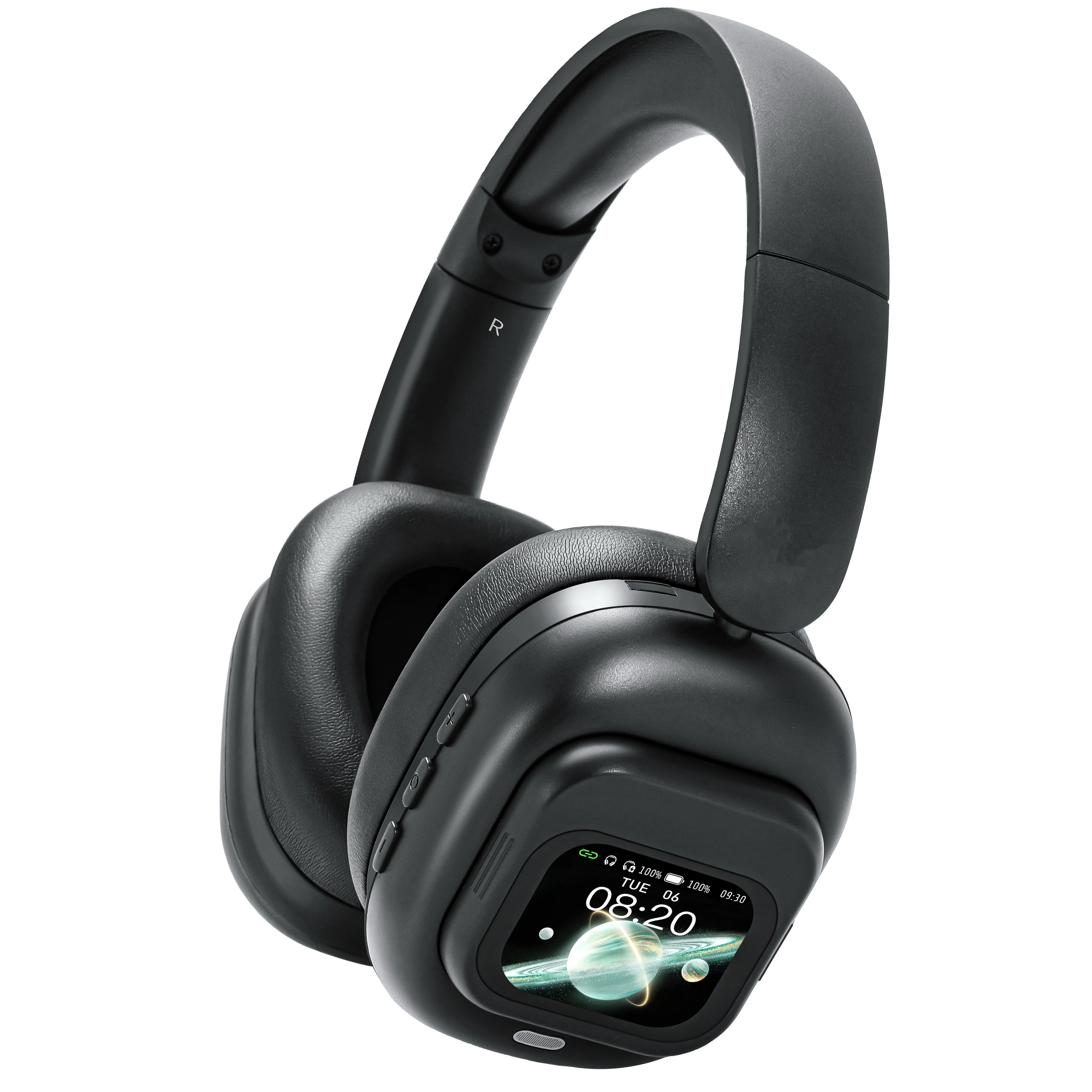 Auriculares inalámbricos Bluetooth con cancelación activa de ruido, pantalla táctil, logotipo personalizado, supraaurales, reducción de ruido y graves estéreo._voghion.com