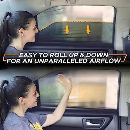 Adjustable Elastic Polyester Car Window Shade Wholesale Heat and UV Protection for Baby Fabric Side Windows Cover