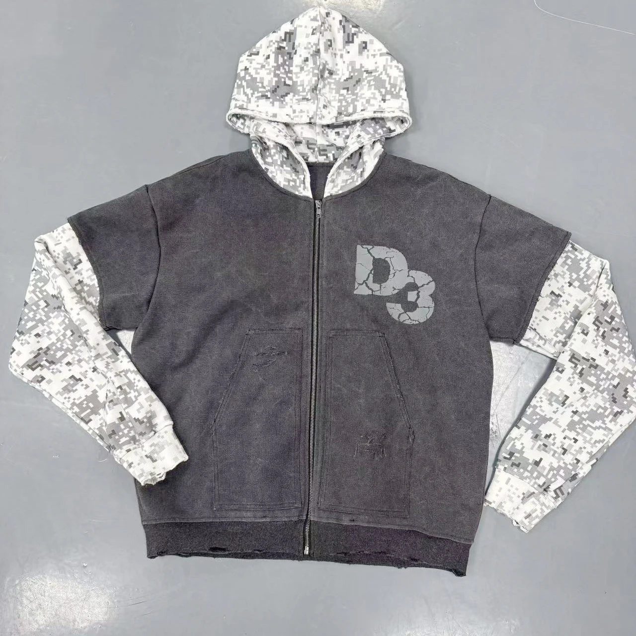 Custom Double-layer Camouflage Duck Canvas Work Jacket With Hooded Zipper Printed Logo Real Tree Camo Hoodies Jacket for Men gallery 7