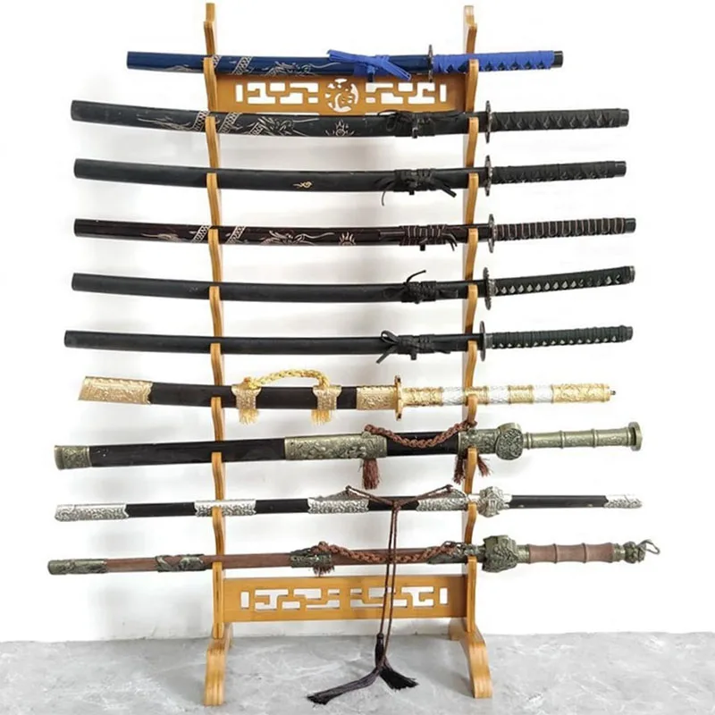 9-Tier Katana Sword Stand - Multi-layer Floor Display Rack For Samurai Swords Collection