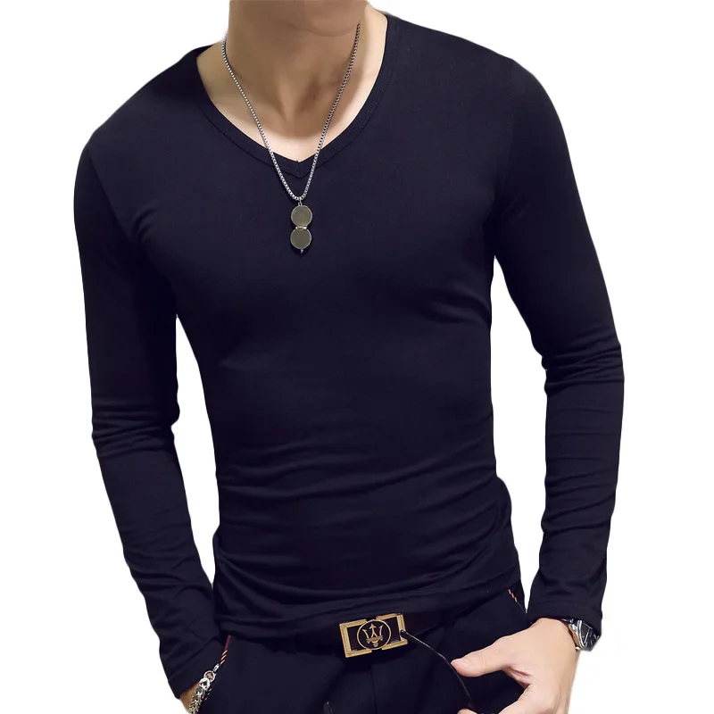 2022 Quick dry sports solid wholesale slim o-neck v-neck custom plain OEM logo blank long sleeve men t shirts