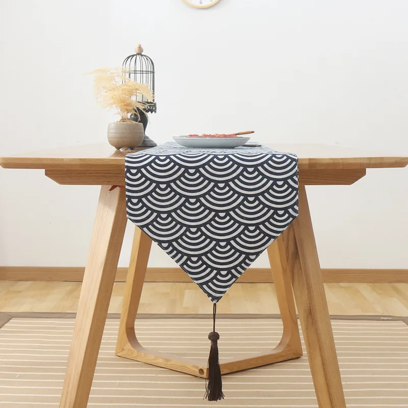 Runner Da Tavolo Geometrico Triangoli – Moderno – 30x180 Cm – Poliestere Blu E Caffè – Decorazione Casa - 2