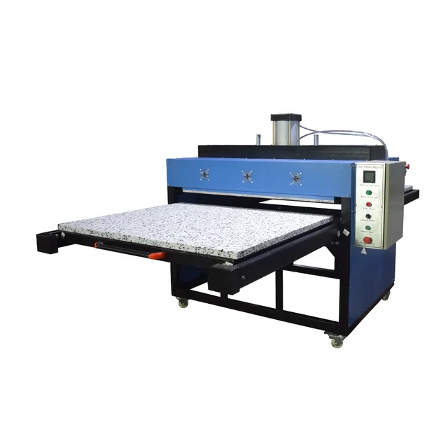 Air cylinder double station 40"x47" wide flatbed fabric hot fusion cut piece jeans rhinestone press heat transfer  machine