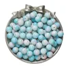 Cuentas de Vidrio con Flores de Porcelana - Azul Polvo
